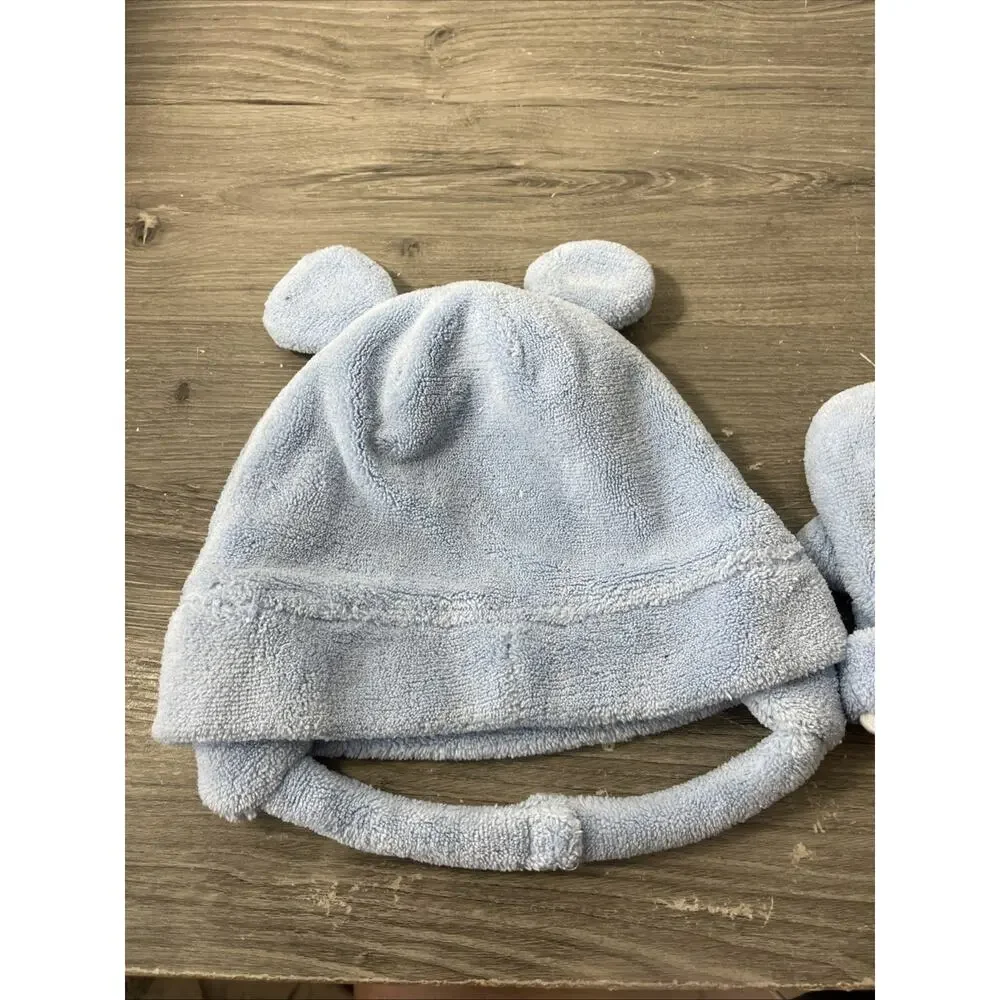 Disney Parks Mickey Mouse Hat and Mitten Set Infant Baby Blue